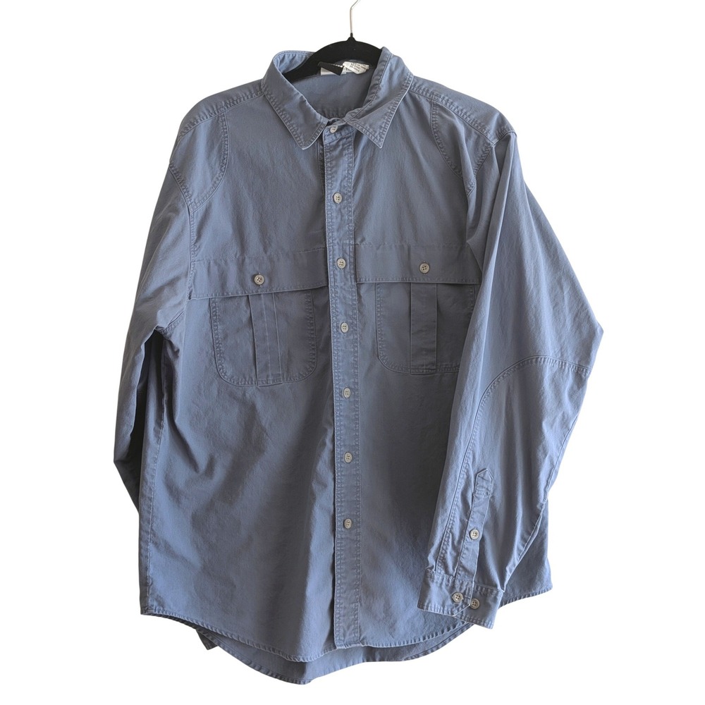 The North Face Mens Blue Cotton Utility Button Down Shirt Vent Back M-L